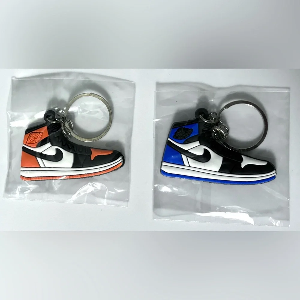 Nike Air Jordan Sneaker Keychains - Black, Orange, Blue & White colors Brand New